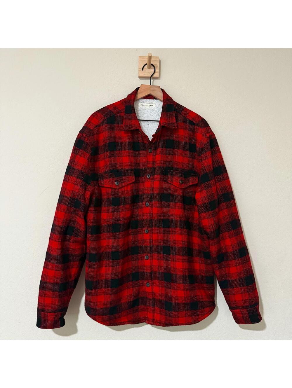 Aeropostale Jacket Men's L Red Plaid Button Down